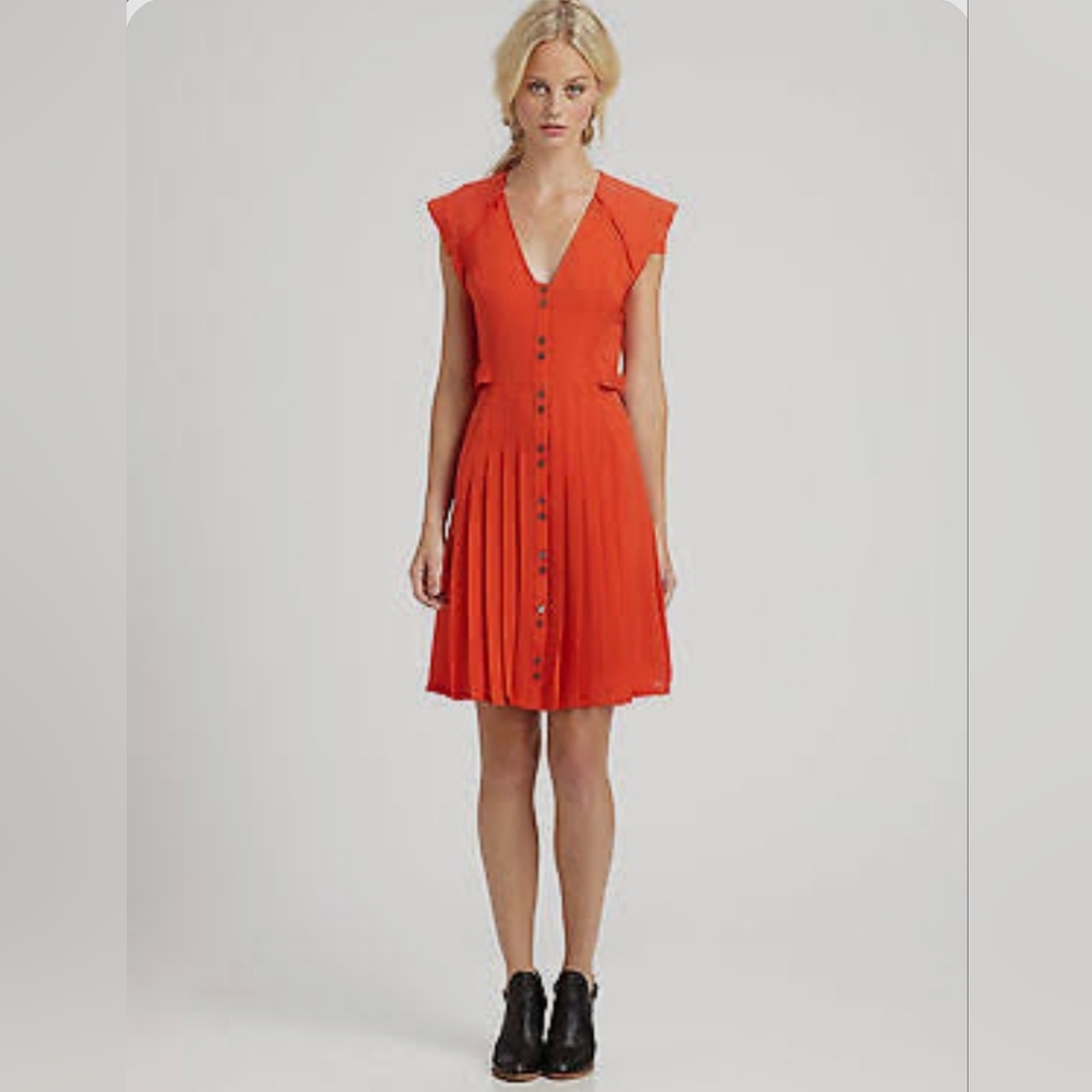 10 CROSBY Derek Lam Firery Orange Dress Silk Size 6